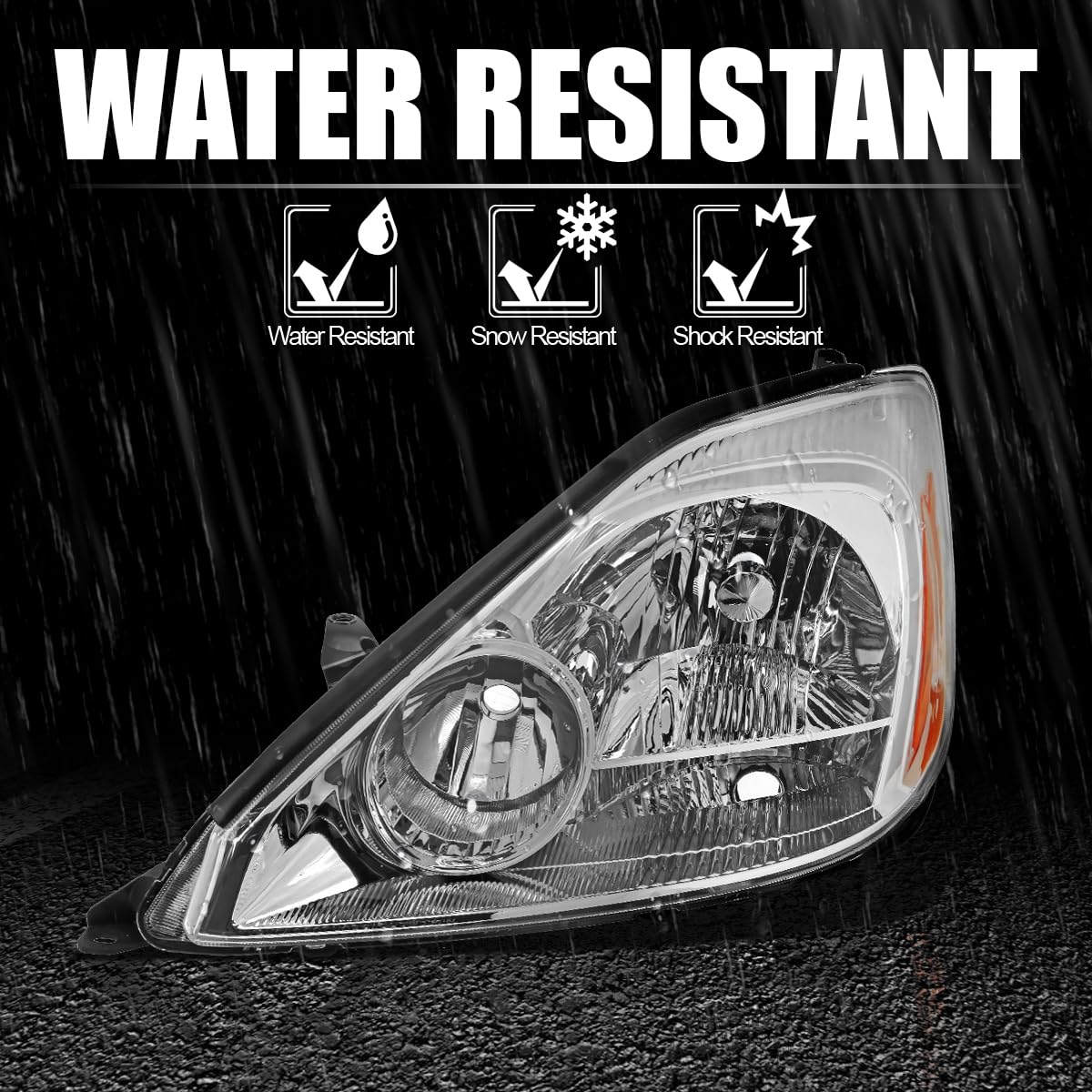 Left Driver Side Spec-D Tuning Chrome Headlight Compatible with 2004-2005 Toyota Sienna