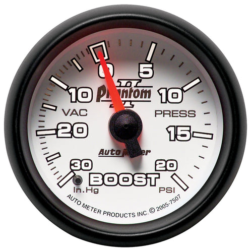 AUTO METER Phantom II 7507 Mechanical Boost/Vacuum Gauge, 2.3125 in.