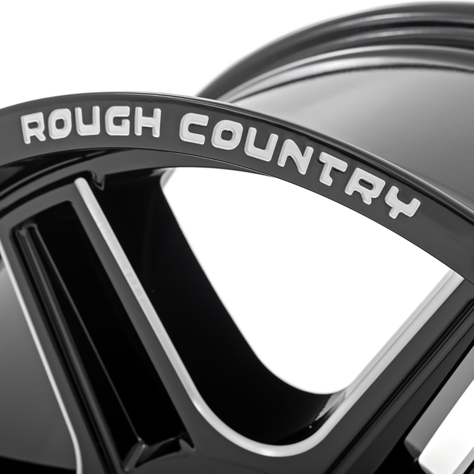 92 Series Rough Country Wheel - 18x9, 6x5.5 Bolt Pattern, +0mm Offset, Single-Piece Aluminum, Gloss Black with Milled Accents