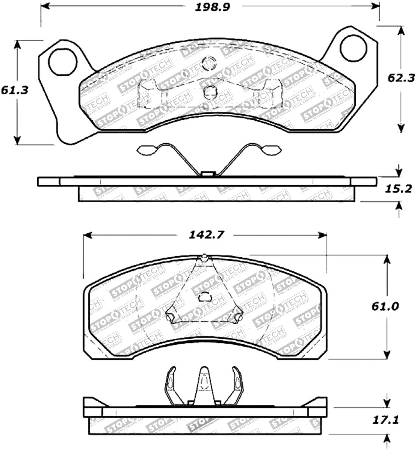 Front StopTech 308.04310 Brake Pads with Shims Street