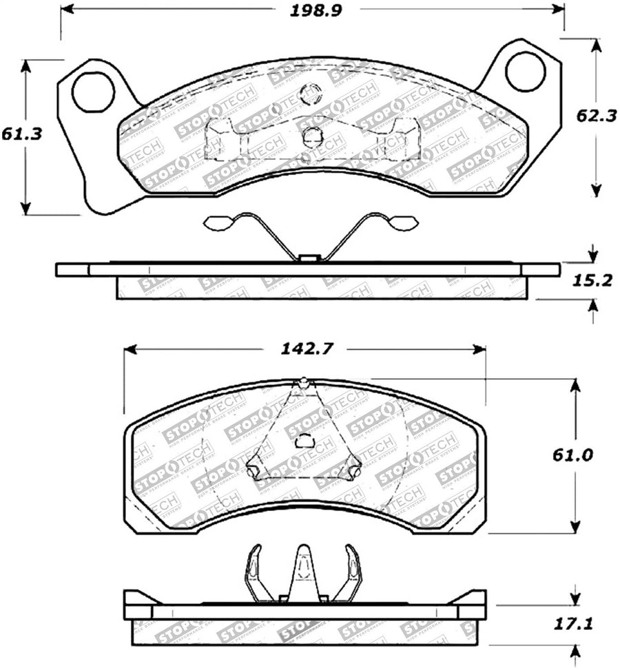 Front StopTech 308.04310 Brake Pads with Shims Street