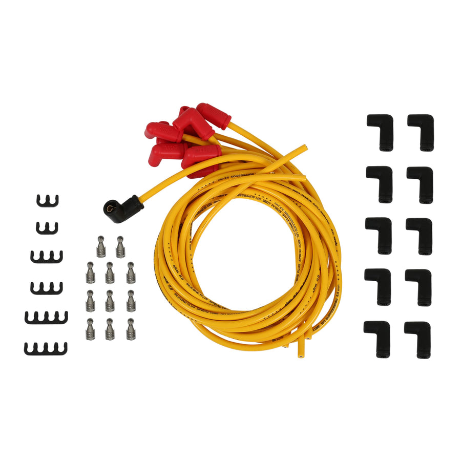 8031 ACCEL Spark Plug Wire Set - 8.8mm Spiral Suppression Wire - Universal Set with 90° Boots - Yellow