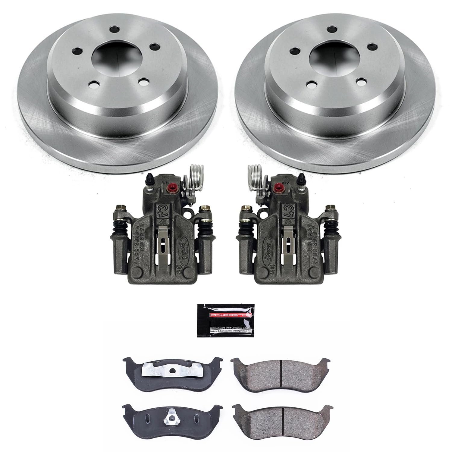 Power Stop KCOE2984A Rear Caliper Brake Kit- Brake Rotors, Ceramic Brake Pads and Autospecialty Brake Calipers