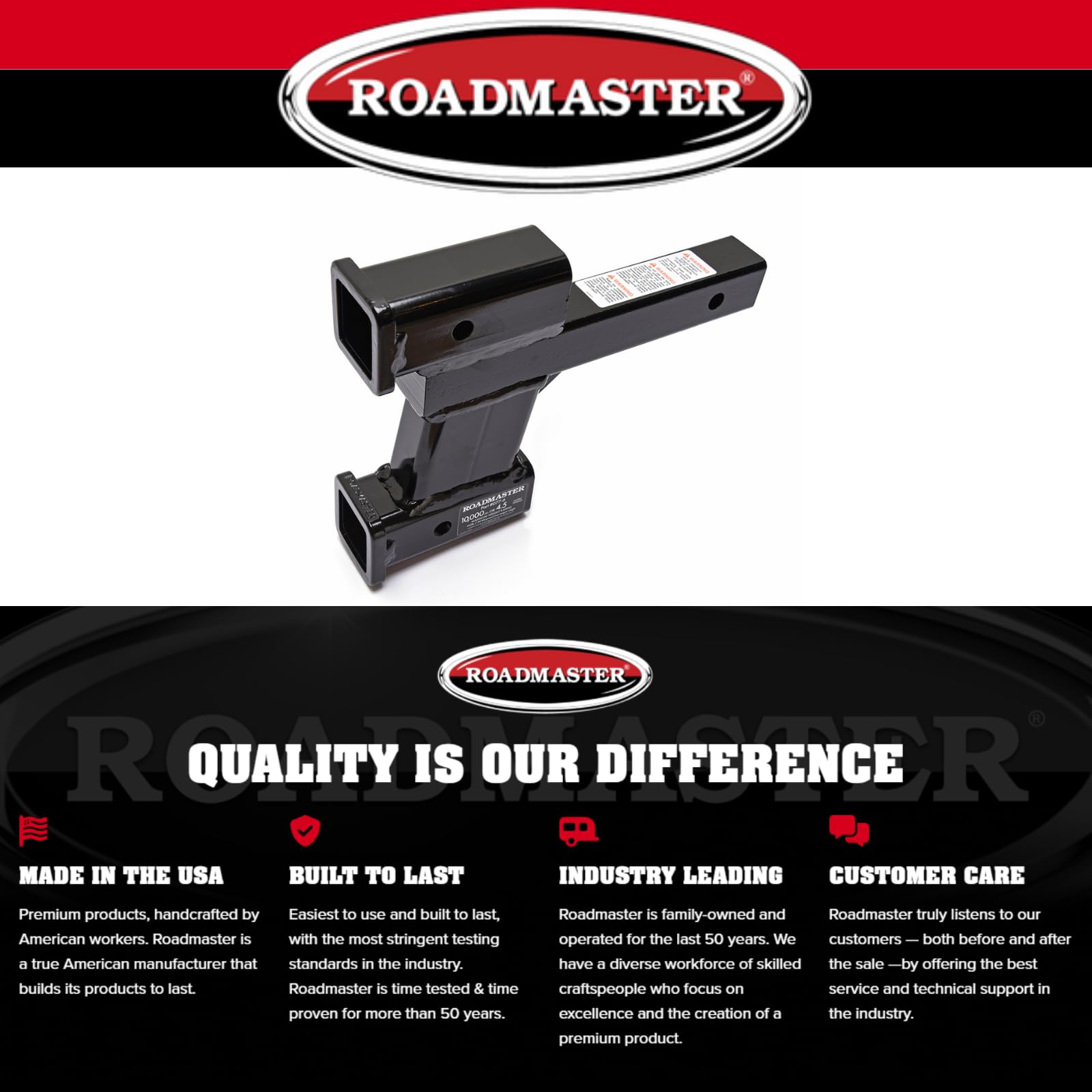 Roadmaster Dual Hitch Receiver 077-6 with 2 Inch and 6 inch Offsets