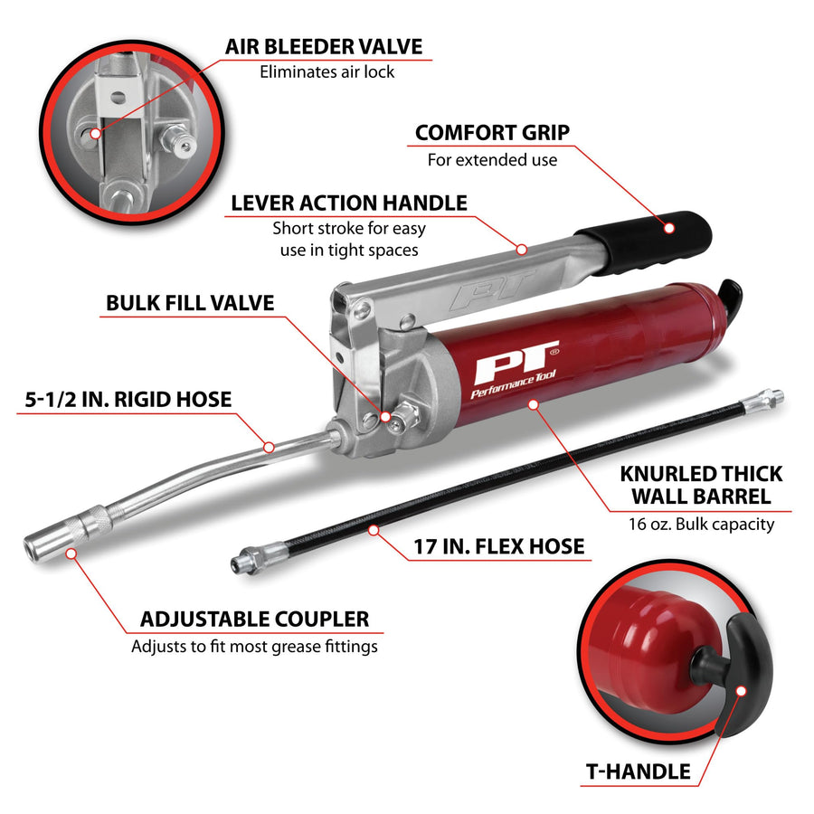 W54292 Performance Tool Lever Action Industrial/Commercial Grease Gun