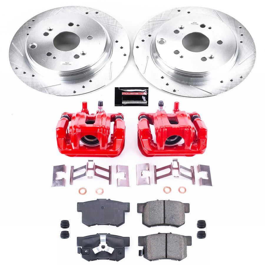 Power Stop Rear Z23 Evolution Sport Brake Upgrade Kit KC206B with Powder Coated Calipers For Acura RDX 2010-2012, Honda CR-V 2007-2011 [Model Specific]