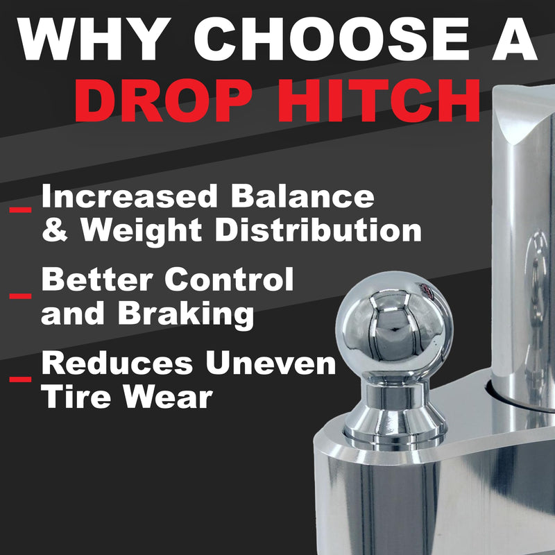 Trimax TRZ12ALHD Heavy Duty 12" Pin & Clip Aluminum Drop Hitch For 2-1/2" Receivers Includes Dual Balls, Silver