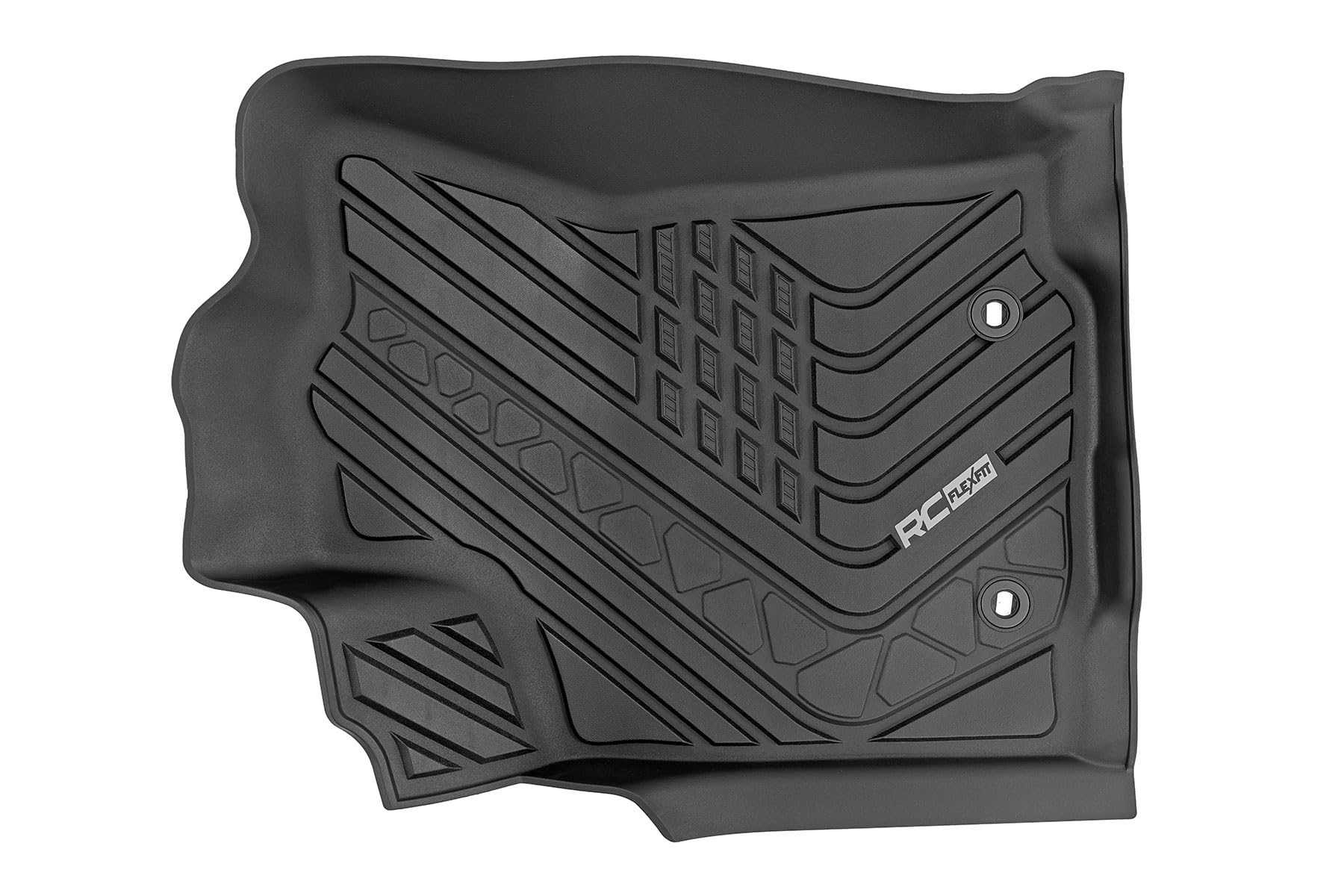 Flex-Fit Rough Country Front Floor Mats for Toyota Tacoma (2016-2023) Double Cab - Custom All-Weather Non-Slip TPE Liners w/Spill Saver Lip
