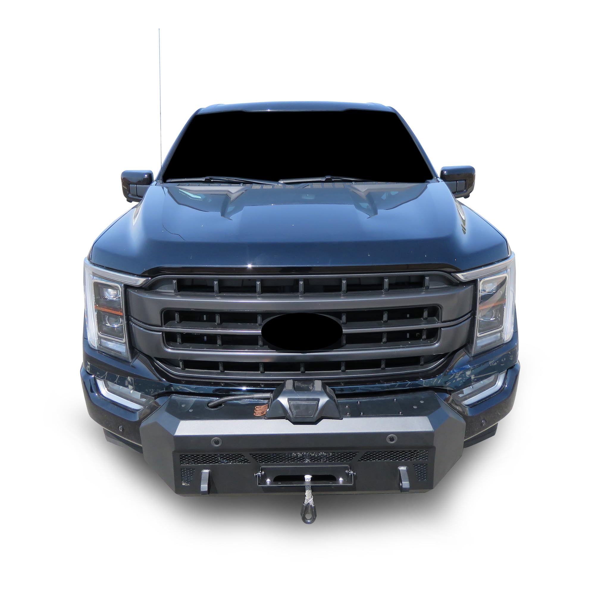 Heavy Duty Black Horse Armour III Front Winch Bumper with Winch Textured Black Compatible with 2021-2023 Ford F-150-AR3HD42NL-W12