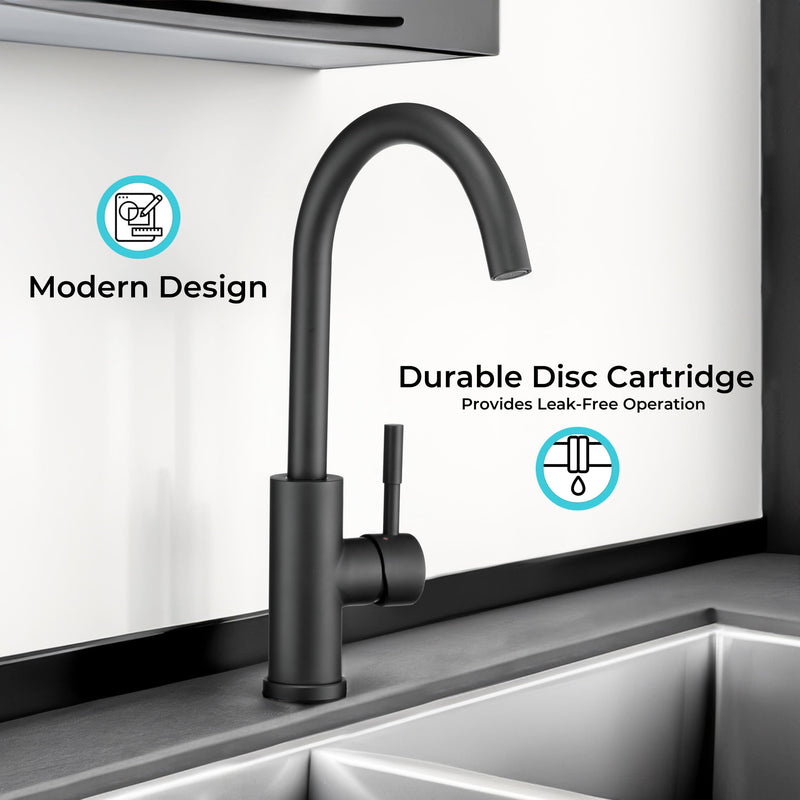 Dura Faucet Gooseneck Streamline RV Kitchen Faucet - Matte Black