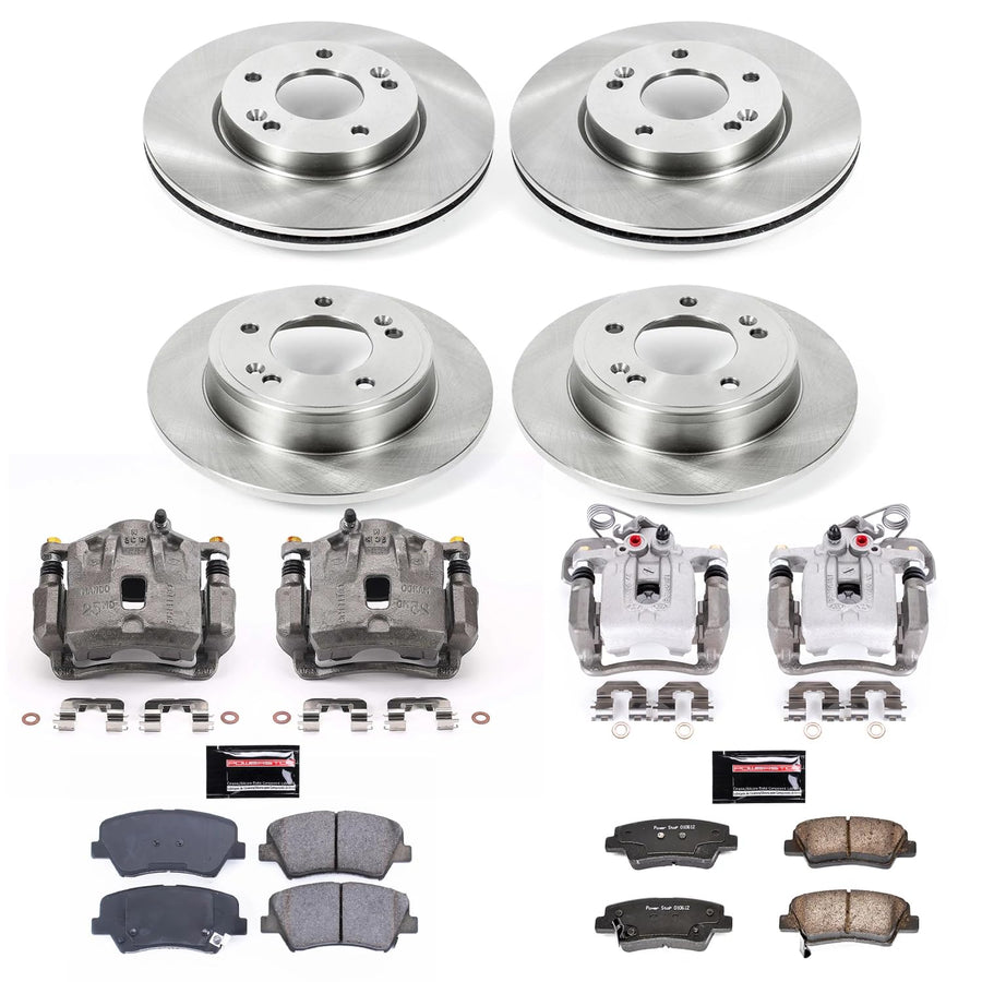 Power Stop Autospecialty KCOE6504 Replacement Front and Rear Caliper Kit-Rotors, Ceramic Brake Pads, Calipers