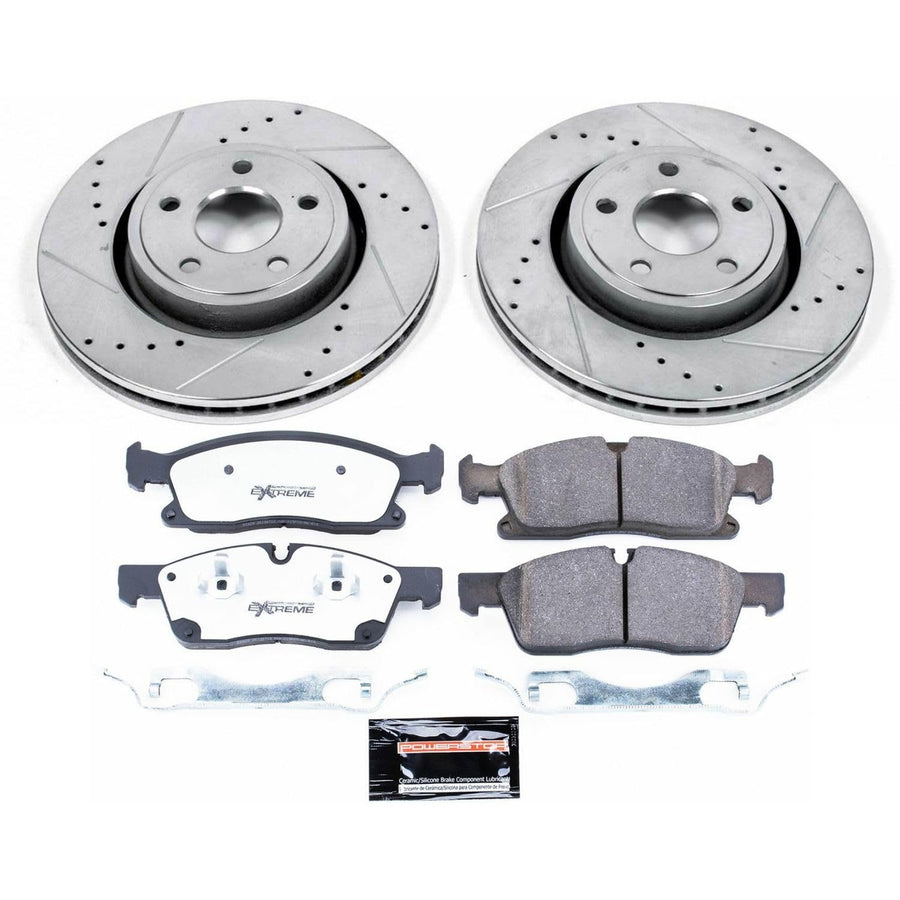 Power Stop Front Brake Kit For Dodge Durango 2012 2013 2014 2015 2016 2017 2018 2019 2020 - Truck & Tow Carbon Fiber Ceramic Brake Pads & Drilled and Slotted Rotors Replacement, K6536-36