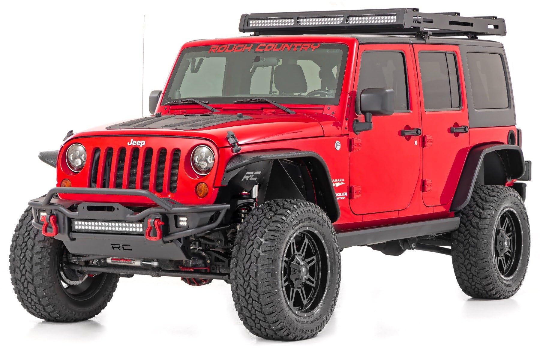 Rough Country Power Running Boards with LED Step Lights for JK Jeep Wrangler (2007-2018) - Dual Motor Electric Powerstep Board & Retractable Steps