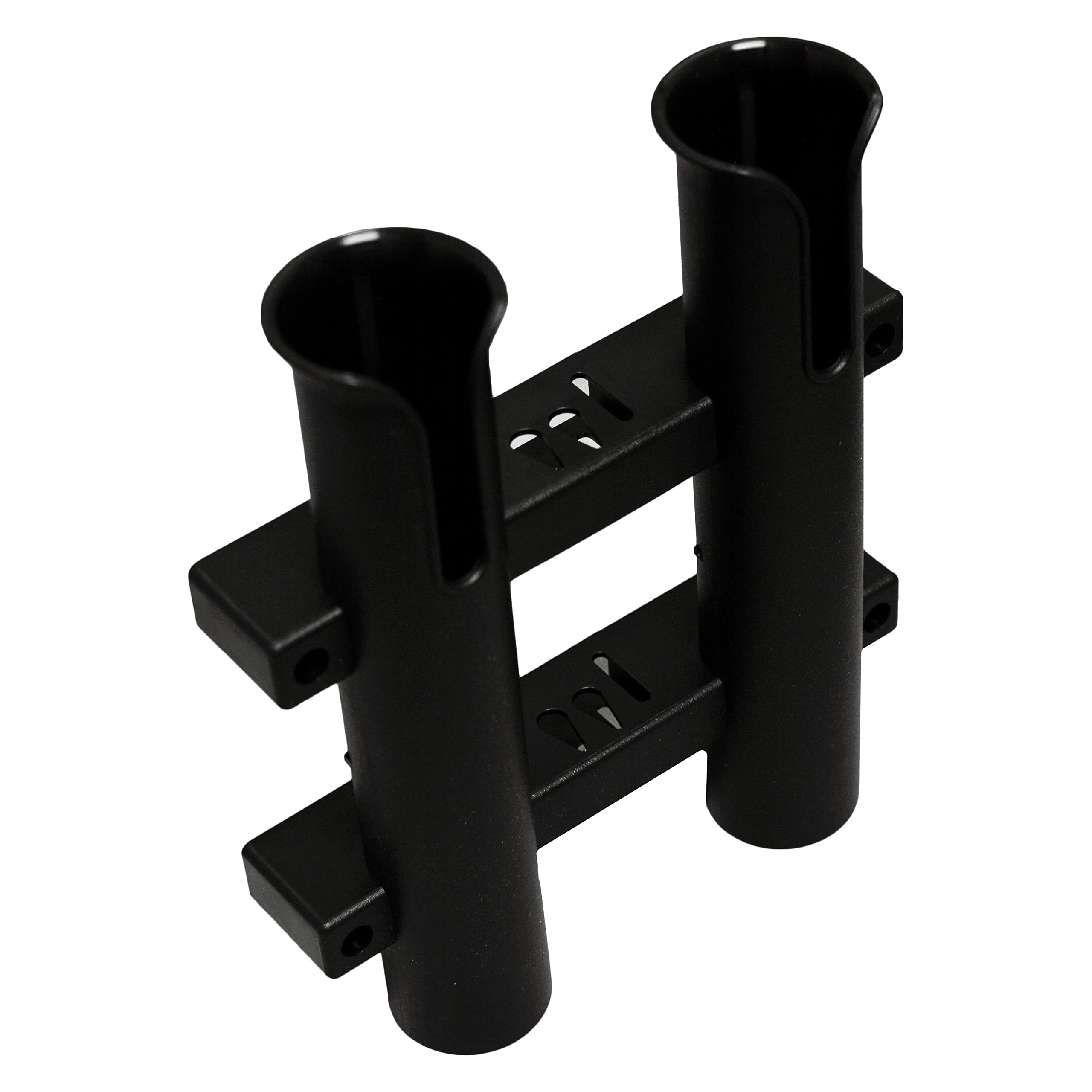 2 in 1 T-H Marine Fishing Rod Holder | Molded Rod Rack with Storage Slots for Knife, Pliers & Lures - Black