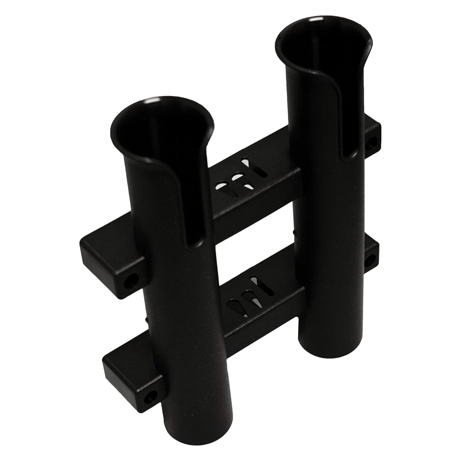 2 in 1 T-H Marine Fishing Rod Holder | Molded Rod Rack with Storage Slots for Knife, Pliers & Lures - Black
