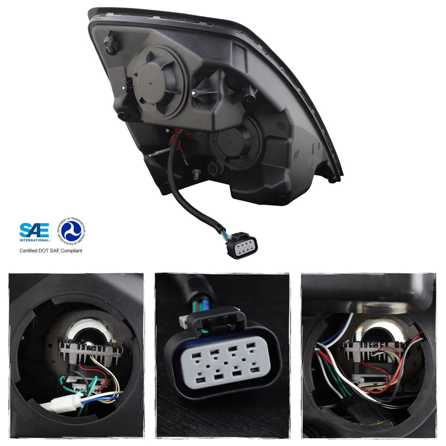 AKKON - 2004-2017 Fit Volvo VNL [Full LED DRL Dual Lens] Projector Headlights Lamps Black Left Driver + Right Passenger