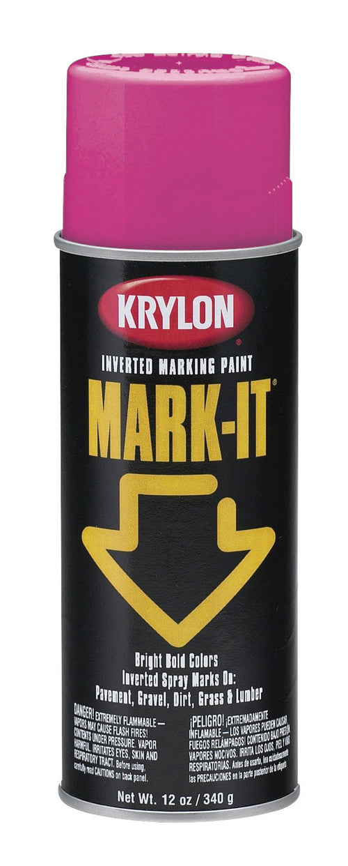 Krylon Mark-It Inverted Spray, Pink Fluorescent, 12 Ounce RDMI10027