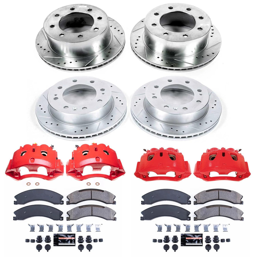 Power Stop Evolution Sport KC7384 Front and Rear Caliper Kit-Drilled/Slotted Rotors, Carbon Ceramic Brake Pads, Calipers