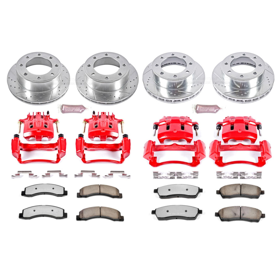 Power Stop Truck & Tow Front and Rear Brake Kit- Disc Rotors Carbon-Fiber Ceramic Brake Pads and Calipers For 2000-2005 Ford Excursion 4WD | 2000-2004 F-250 F-350 Super Duty 4WD SRW, KC1906A-36