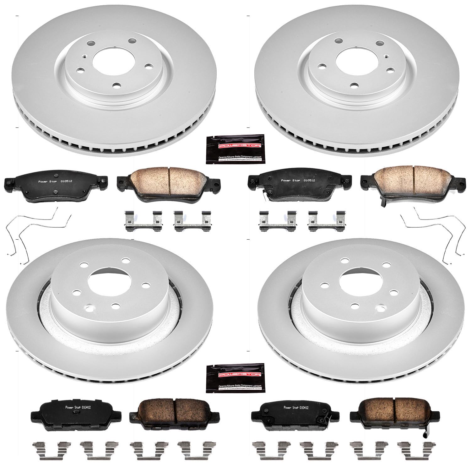 Power Stop CRK2862 Brake Rotor & Coated Ceramic Brake Pads- front & rear For INFINITI G35 2007-2008, INFINITI G37 2008-2013 [Model Specific]