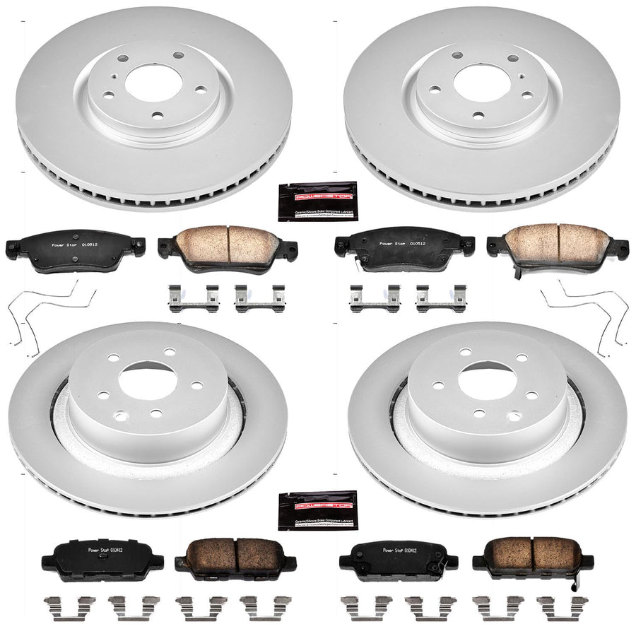 Power Stop CRK2862 Brake Rotor & Coated Ceramic Brake Pads- front & rear For INFINITI G35 2007-2008, INFINITI G37 2008-2013 [Model Specific]