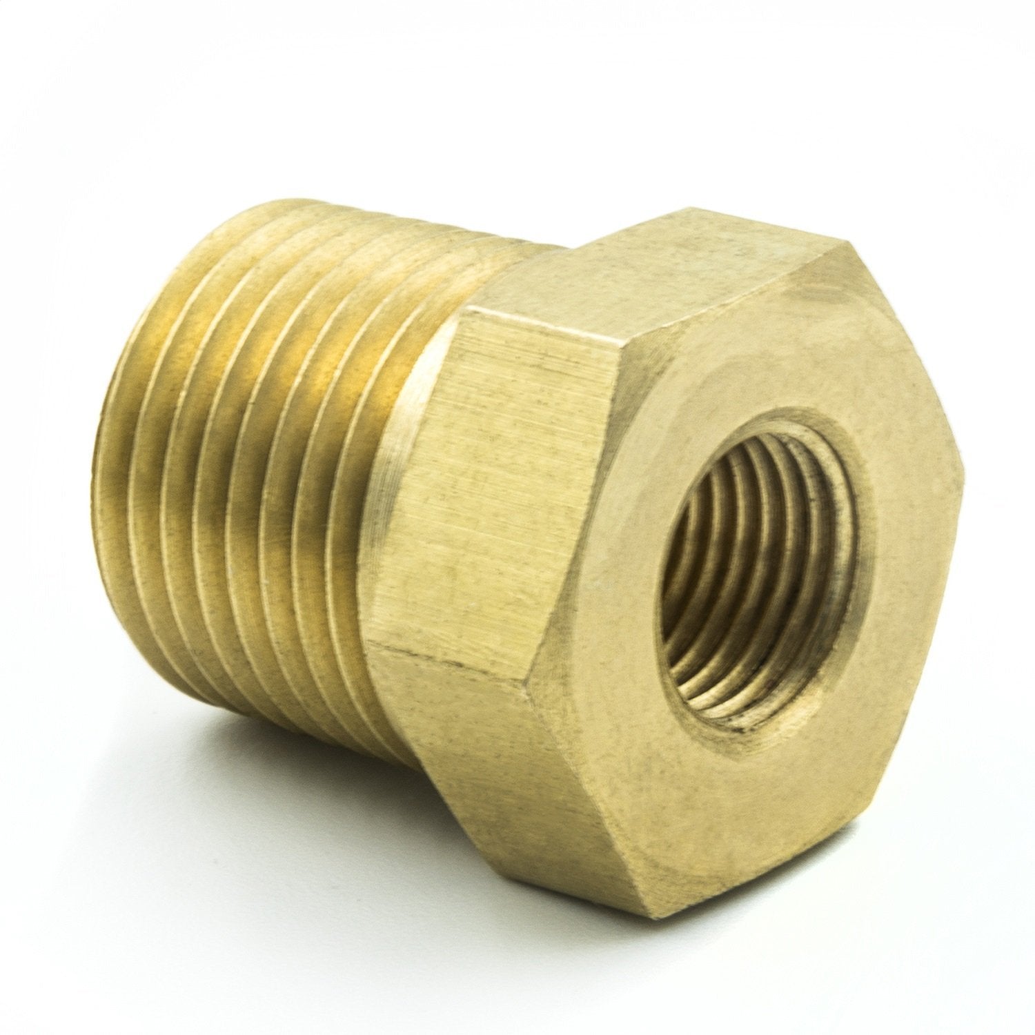 Auto Meter Adapter, Fitting, 3/8" NPT Male, 1/8" NPT Female, Brass