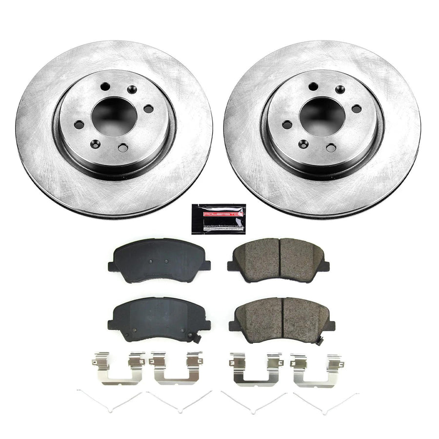 Power Stop Front Stock Replacement Brake Pad and Rotor Kit KOE8699 Autospecialty For Hyundai Accent 2018-2022, Kia Rio 2018-2022 [Model Specific]