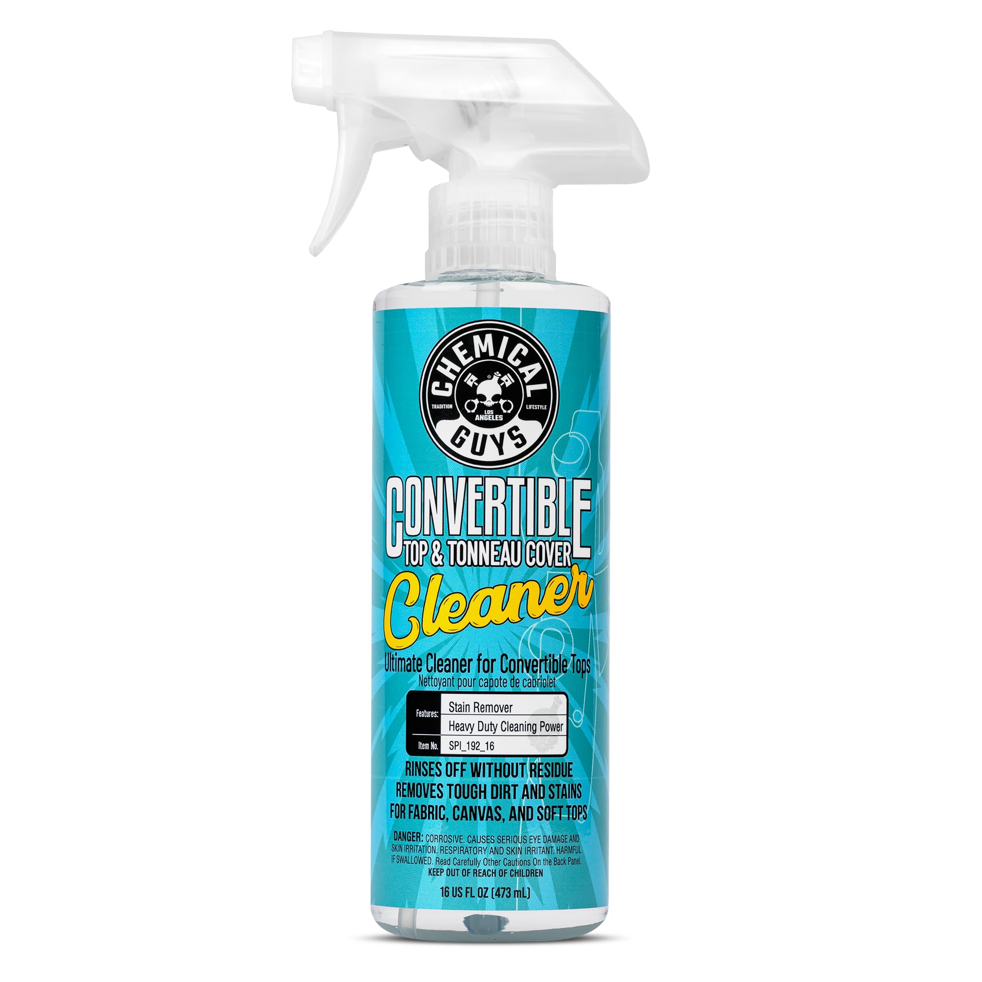 Convertible Top Cleaner Chemical Guys – 16 oz Fabric & Vinyl Soft Top Cleaner – Safe on Canvas, Vinyl, Synthetic Covers – Deep Cleans Dirt, Stains, Tree Sap & Road Grime – Preps for Protection
