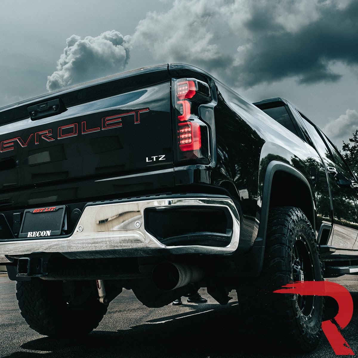 RECON - Fits 19-25 Silverado 1500 & 20-23 Premium OLED 2500/3500 Tail Lights Ultra Bright Running Lights (Replaces Factory/OEM Halogen Tail Lights Only) (SMOKED LENS)