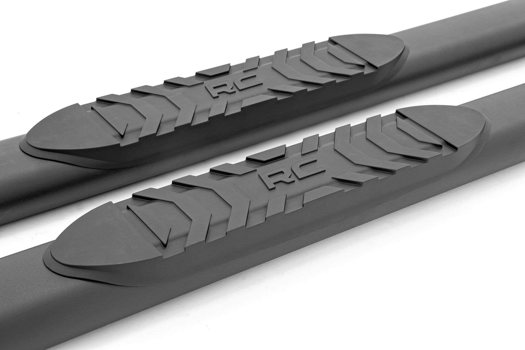 Rough Country Nerf Steps Oval for Chevy Silverado & GMC Sierra 1500/2500HD/3500HD (2007-2018) Crew Cab - OEM Style Rails with Built-in Side Steps