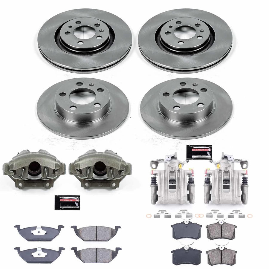 Power Stop KCOE5402 Replacement Autospeciality Front and Rear Caliper Kit- OE Rotors, Ceramic Brake Pads, Calipers For Volkswagen Beetle 1998 [Model Specific]