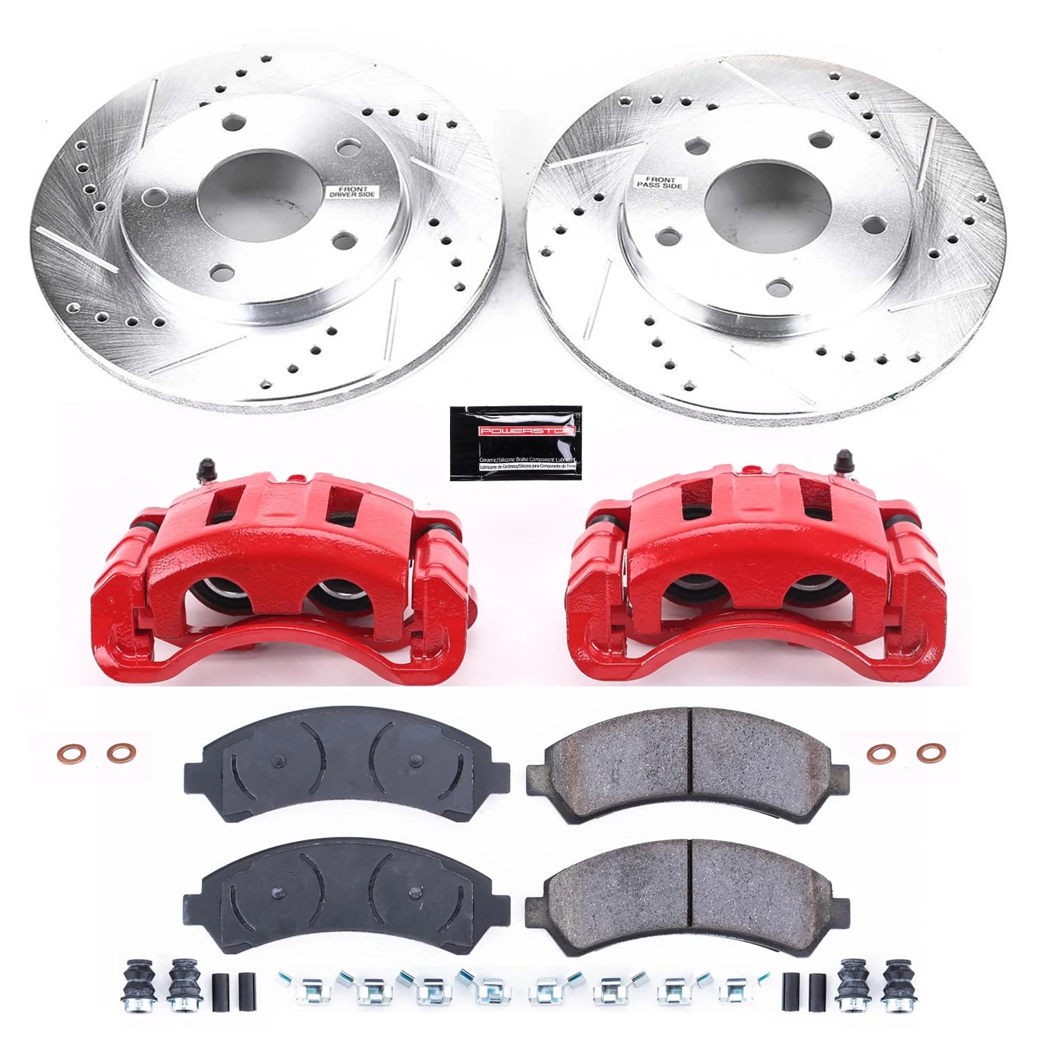 Power Stop Z23 KC2004 Front Brake Caliper Kit- Brake Rotors, Brake Pads, Brake Calipers For Chevy Blazer, Chevy S10, GMC Jimmy, GMC Sonoma, Isuzu Hombre, Oldsmobile Bravada [Model Specific]