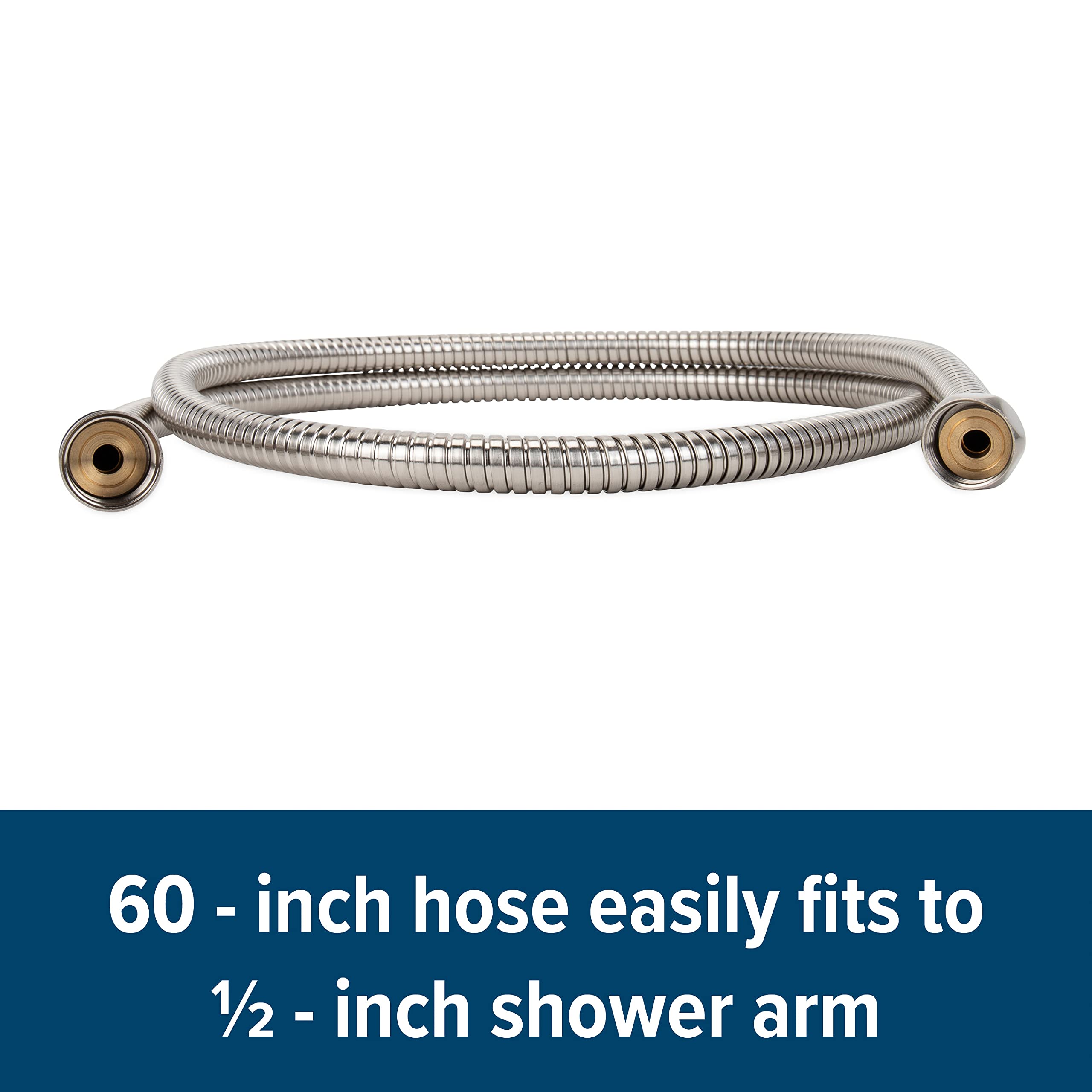 Flexible Camco RV/Marine Replacement Shower Hose | Reinforced Construction | Measures 60-Inches | Brushed Nickel (43748)