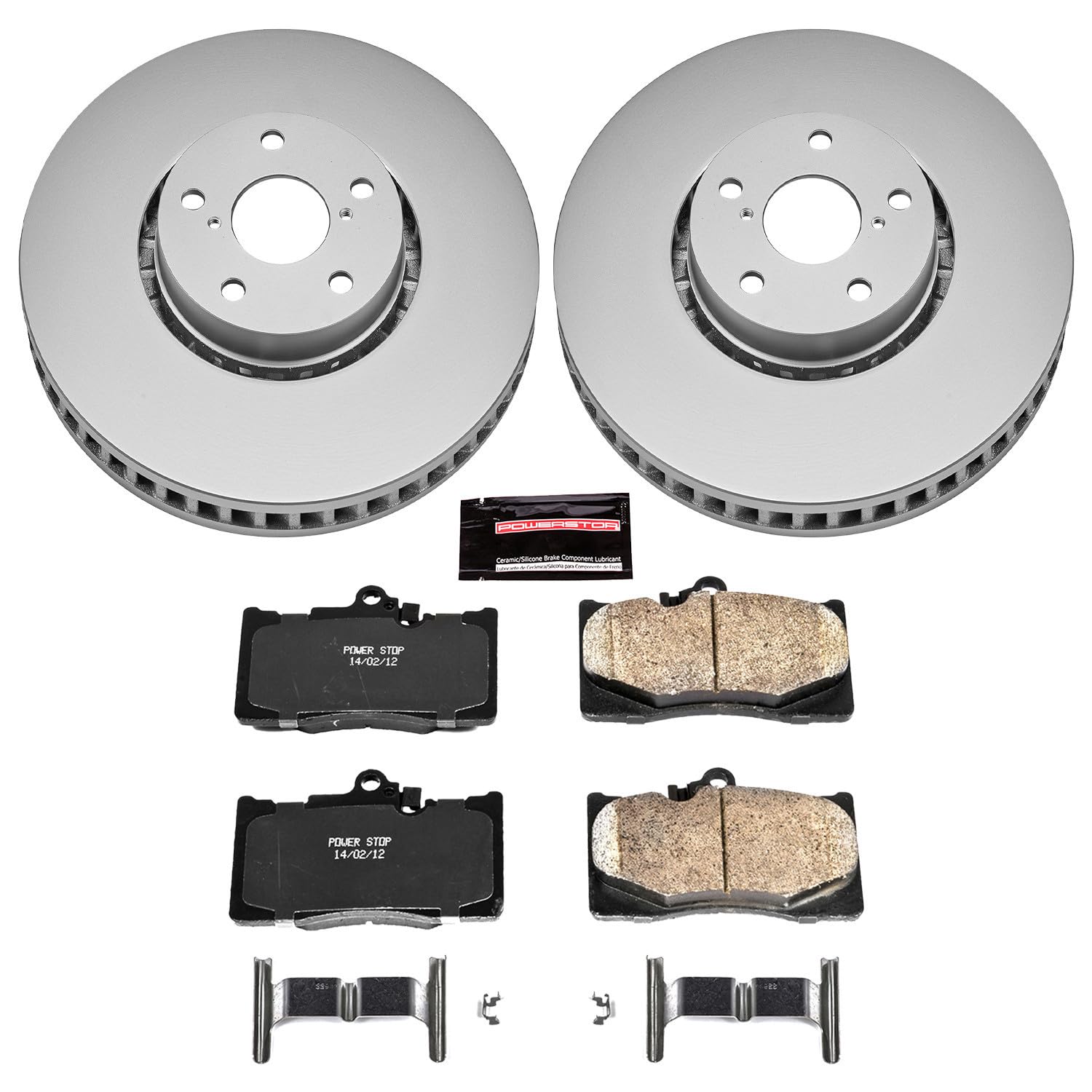 Power Stop Coated Brake Rotor & Ceramic Brake Pads- front For Lexus GS350, Lexus GS430, Lexus GS450h, Lexus GS460, Lexus IS200t, Lexus IS300, Lexus IS350 [Model Specific]