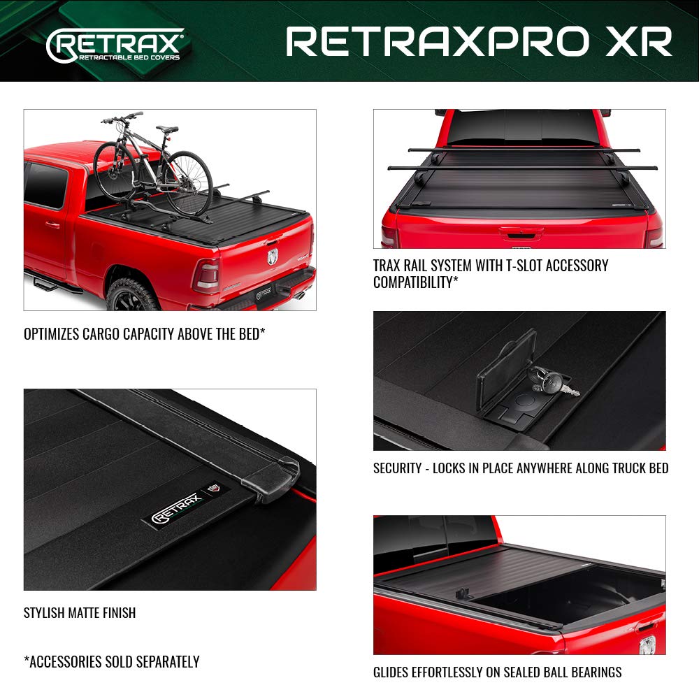 Retrax RetraxPRO XR RealTruck Retractable Truck Bed Tonneau Cover | T-80233 | Fits 2009 - 2018 Dodge Ram 1500, 2010-21 2500/3500 8' Bed (96.3")