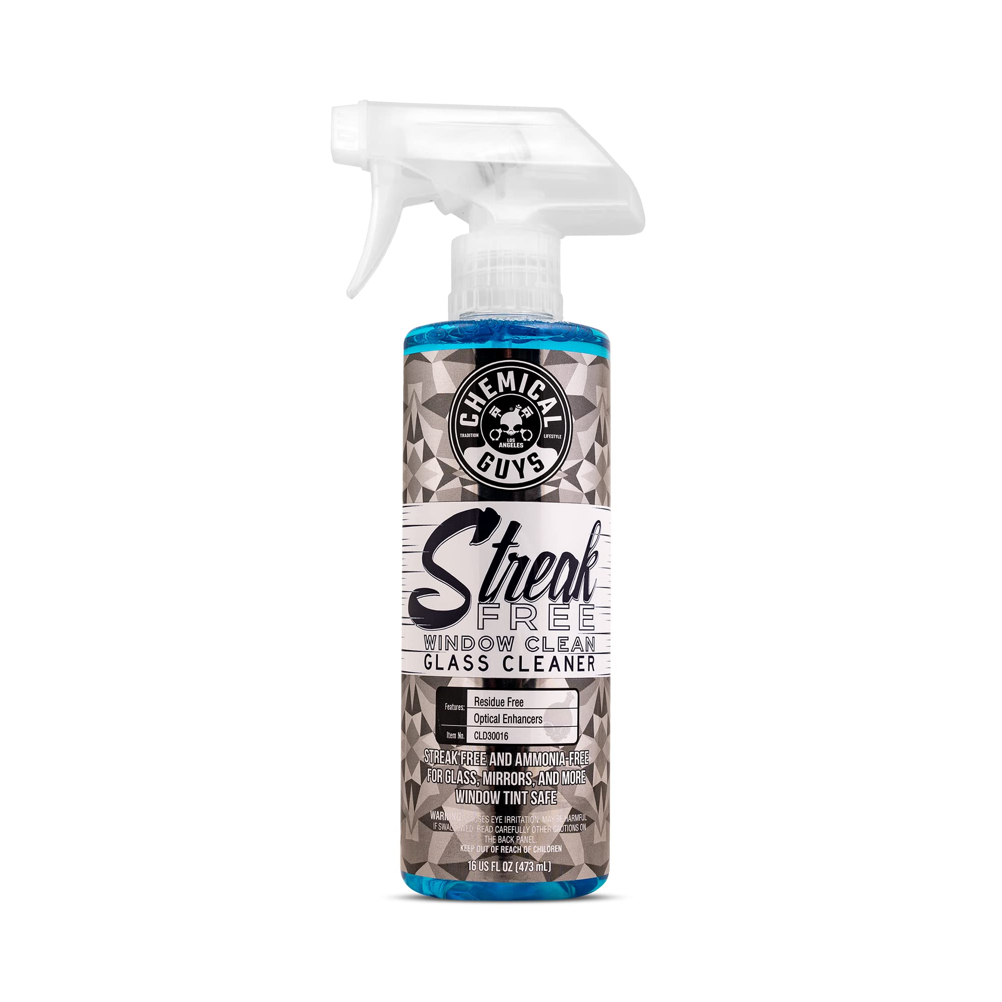 Chemical Guys Streak Free CLD30016 Glass & Window Cleaner (Works on Glass, Windows, Mirrors, Navigation Screens & More; Car, Truck, SUV and Home Use), Ammonia Free & Safe on Tinted Windows, 16 fl oz