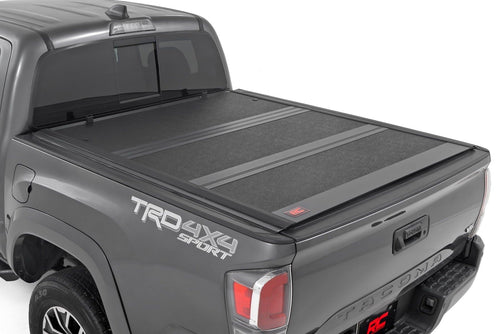 Low Profile Rough Country Hard Tonneau Cover for Toyota Tacoma (2016–2023) - Fits 5 Ft. (60.5") Beds, Weather-Resistant Bed Cover, Sleek Folding Design