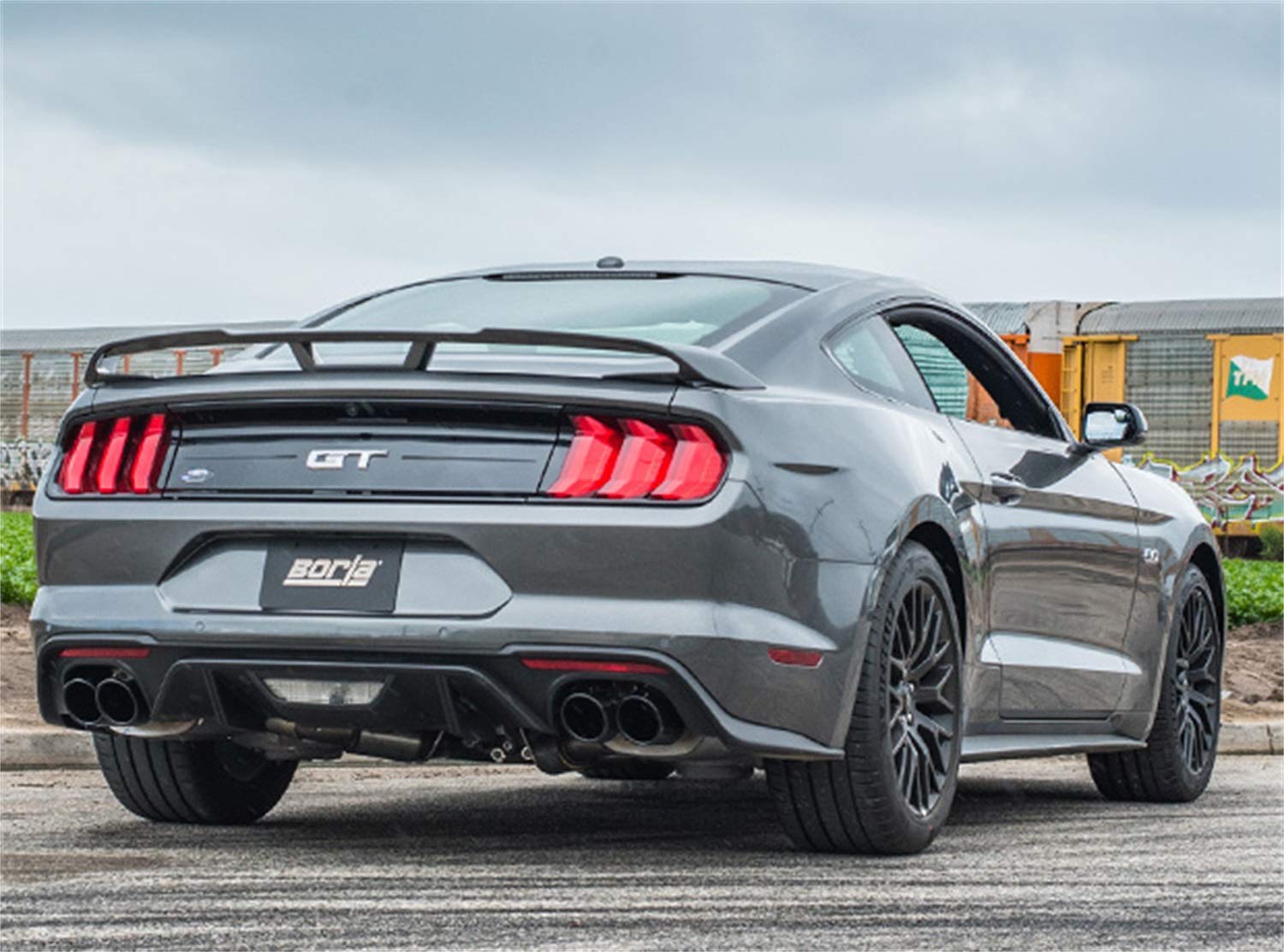 BORLA Cat-Back Performance Exhaust System for 2018-2023 Ford Mustang GT (Inc. Bullitt) V8 T-304 Stainless Steel ATAK Sound Dual 4" Round Black Chrome Tips On Each Side
