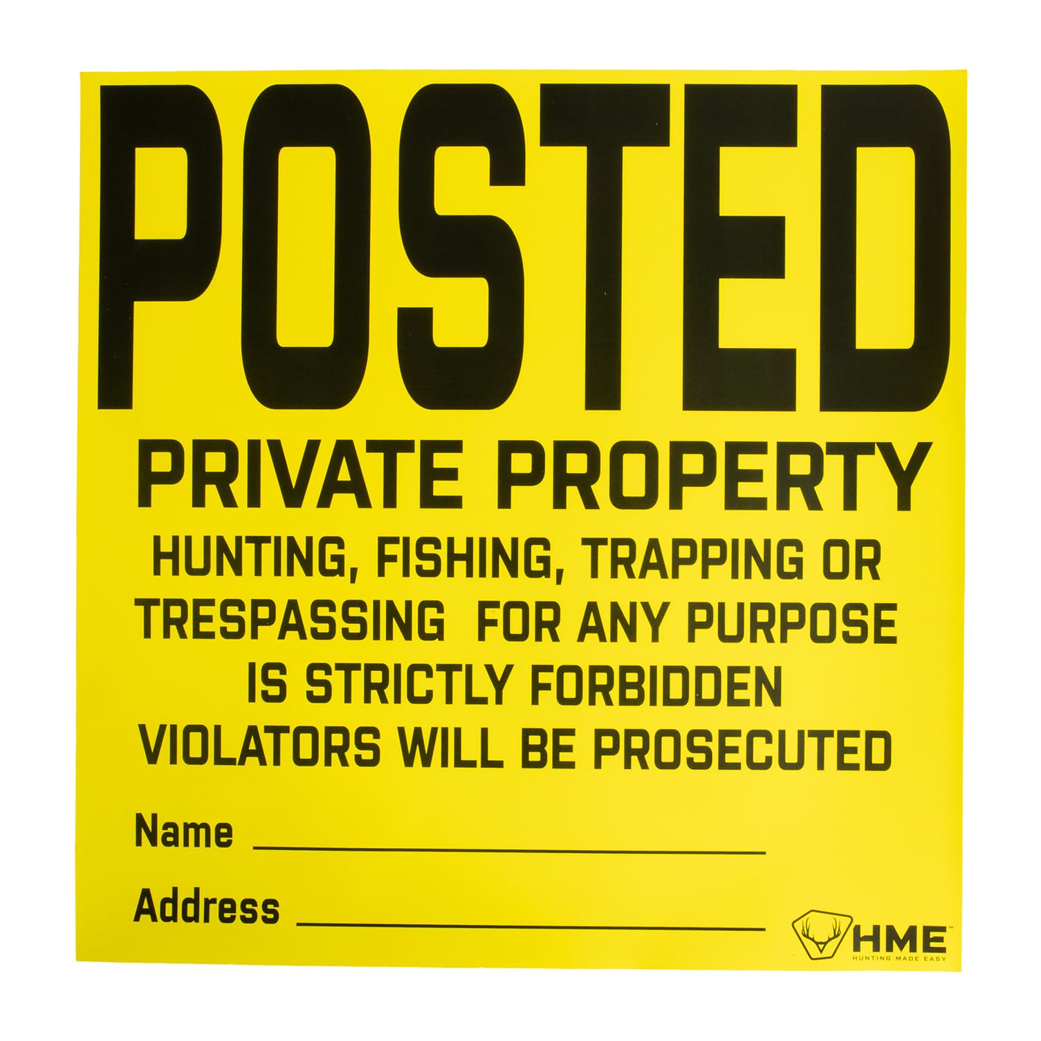 HME No Tear Durable Vinyl 11' x 11' Protecting Posted Private Property Signs - 12 Sheets Per Pack, Clear Straightforward Message