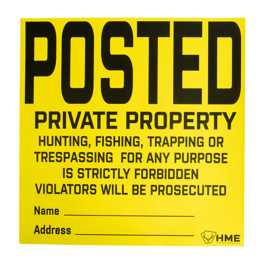 HME No Tear Durable Vinyl 11' x 11' Protecting Posted Private Property Signs - 12 Sheets Per Pack, Clear Straightforward Message