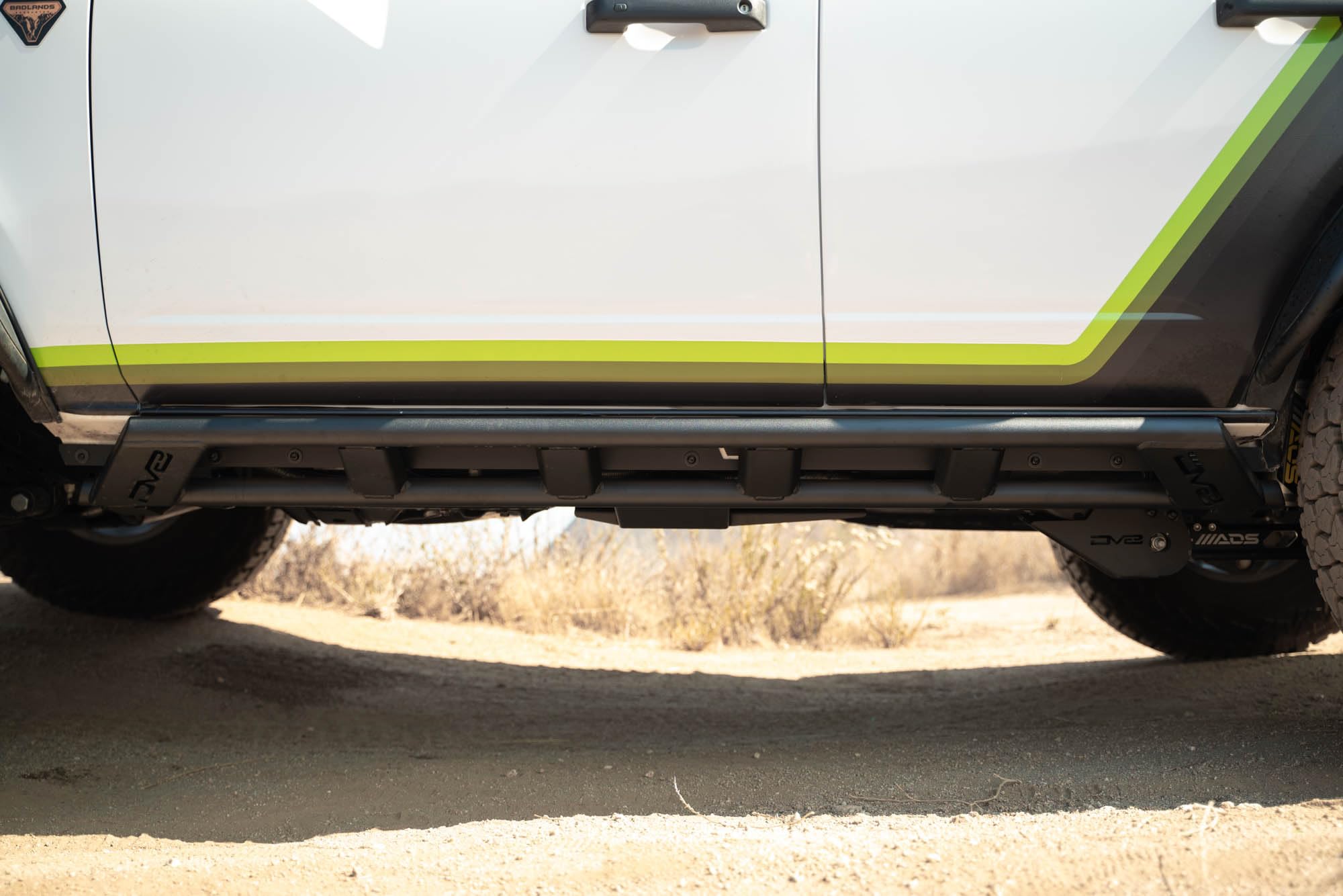 DV8 Offroad 4-Door FS-15 Rock Sliders V2 for 2021-2025 Ford Bronco | Protects Side Body Panels | Large Center Supports for Stability | Steel Construction | Black Powder Coat Finish | Sold as a Pair