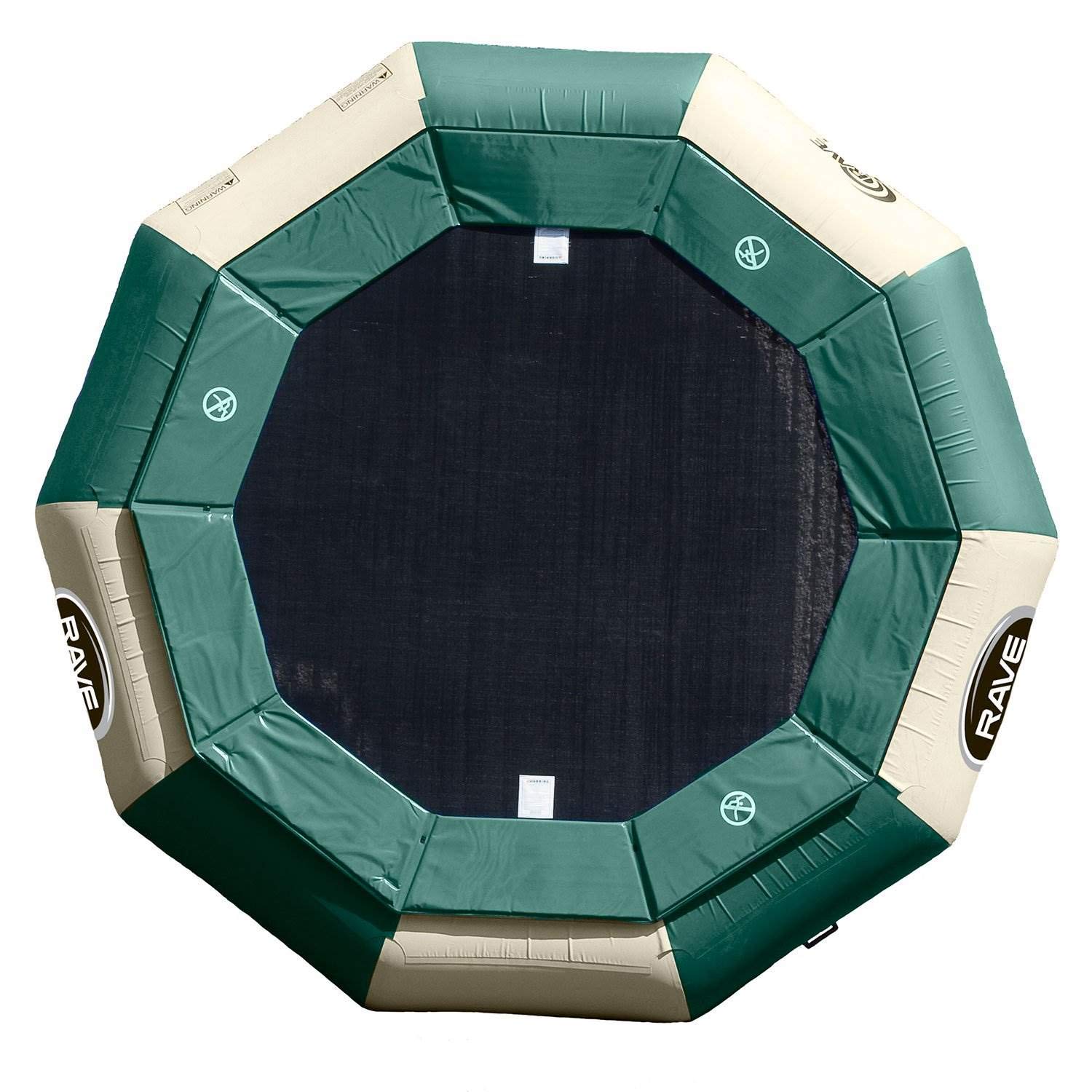 Aqua Jump RAVE Sports Inflatable Water Trampoline, 12FT / 15FT / 20FT, Recreational Bouncer with Springs, Sturdy Ladder, Heavy Duty Swimming Platform, Reinforced PVC Tube, Durable Nylon Surface