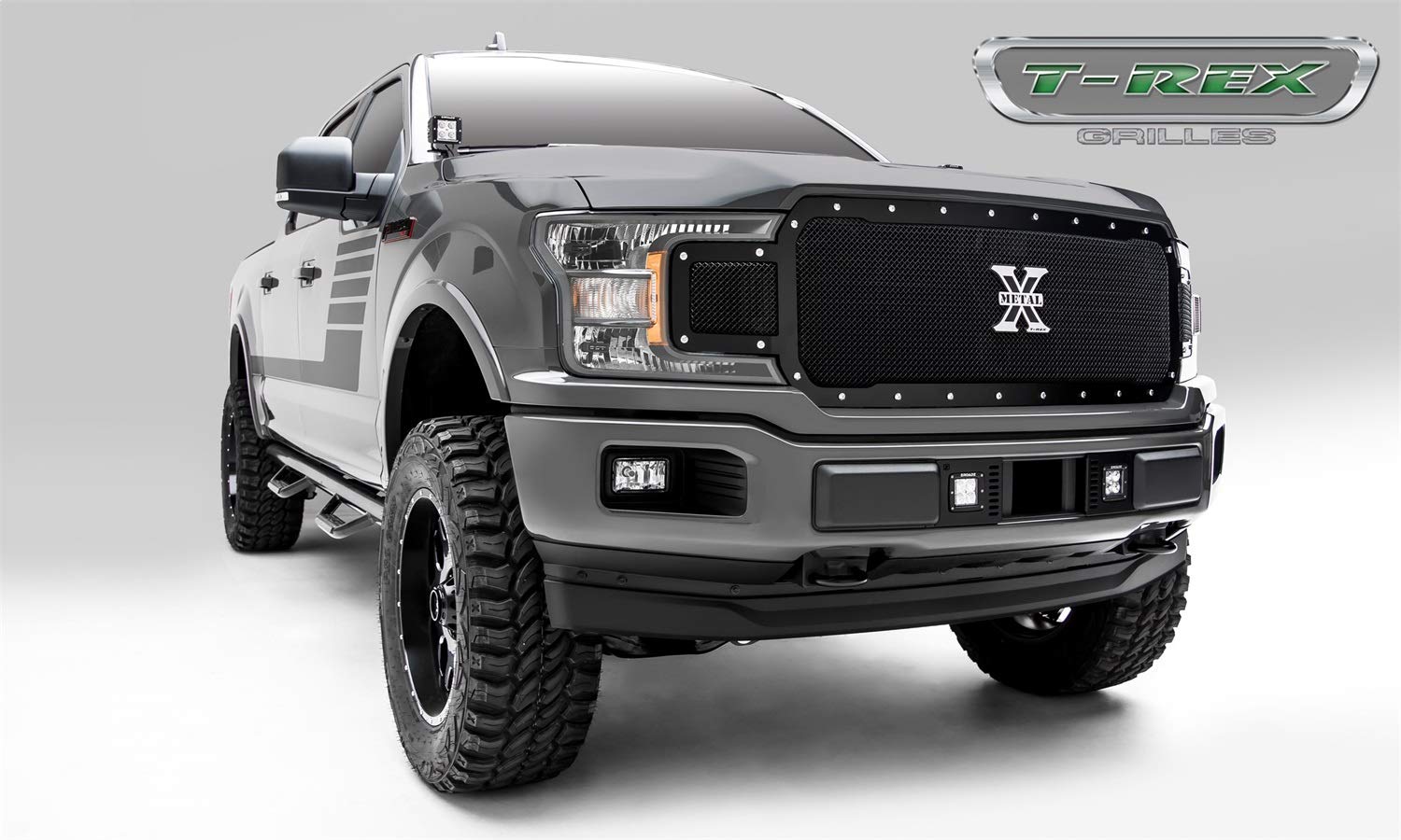 X-Metal Grille, 2018-2020 F-150, Black, 1 Pc, Replacement, Chrome Studs, Does Not Fit Vehicles with Camera - PN #6715711