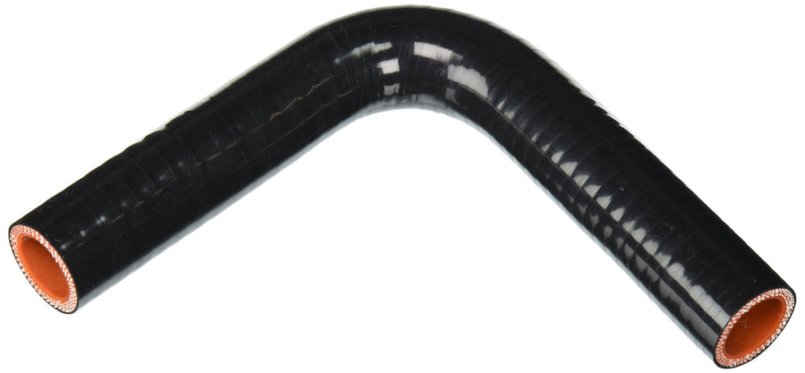 HPS Silicone High Temperature 4-ply Reinforced 90 degree Elbow Coupler Hose HTSEC90-087-BLK, 100 PSI Maximum Pressure, 3.5" Leg Length on each side, 7/8" ID, Black