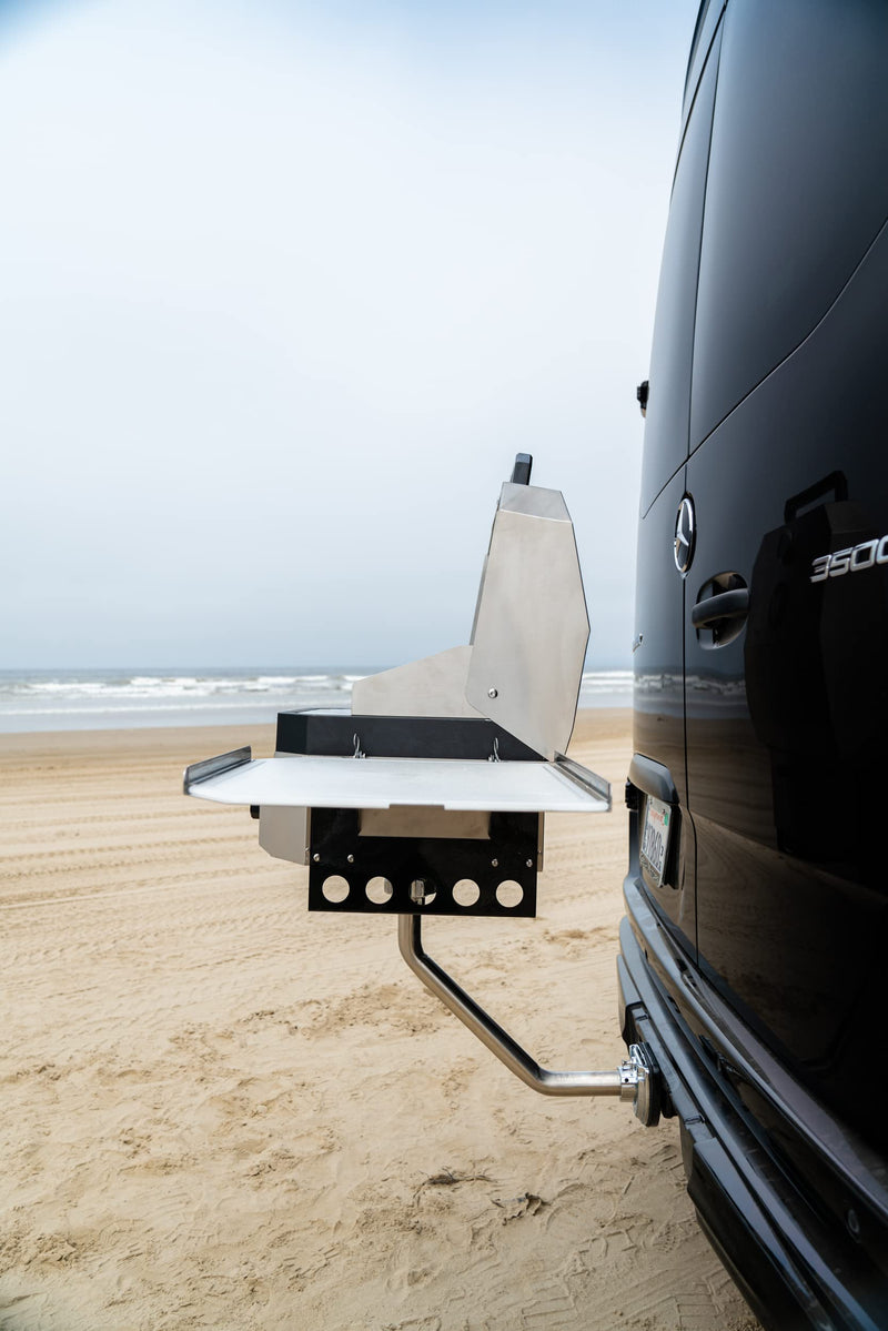 Magma 2" Trailer Hitch Slide Mount T10-343 - Locking BBQ Grill and Table Mount for RV, Camping, and Tailgating, Stainless Steel and Anodized Aluminum
