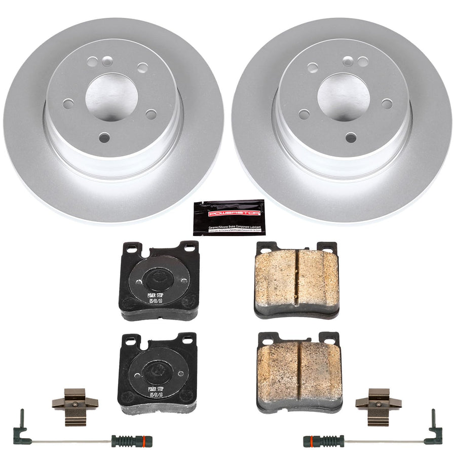 Power Stop Z23 Evolution Geomet Coated Brake Kit and 2 Rear Sensor Wires For E320 Mercedes-Benz 1998-2003 [Model Specific]