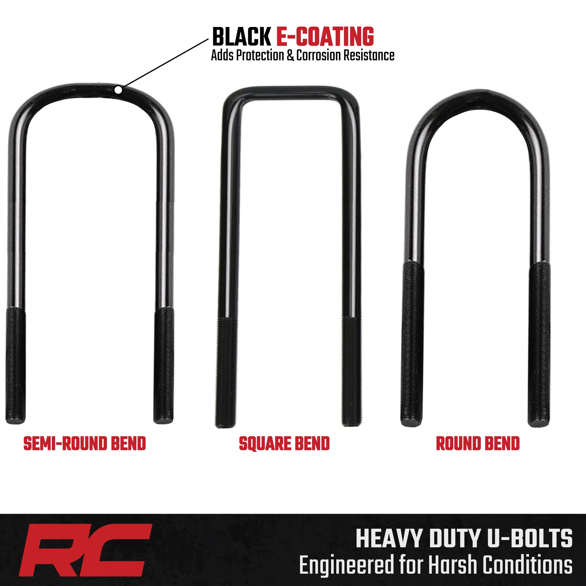 5/8" Rough Country Semi-Round Suspension U-Bolts 5/8 x 3.125 x 16-7669