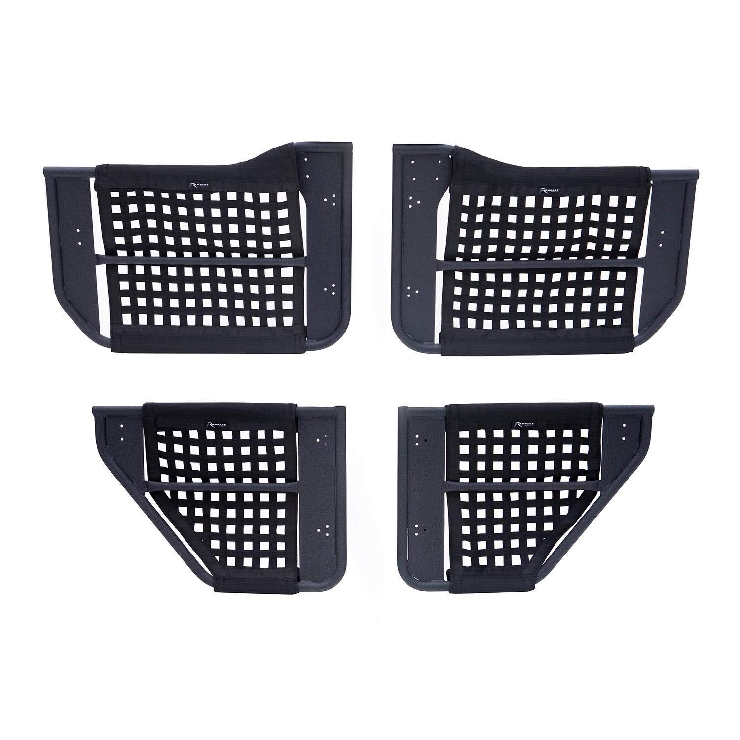 Trail Doors RAMPAGE PRODUCTS for Jeep Wrangler JL | 4-Piece Set, Removable Mesh Net, Steel, Black | 7685 | Fits 2018-2025 Wrangler JLU / 2020-2025 Gladiator JT 4-Door