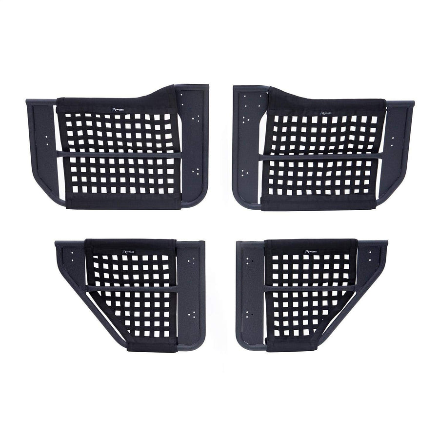 Trail Doors RAMPAGE PRODUCTS for Jeep Wrangler JL | 4-Piece Set, Removable Mesh Net, Steel, Black | 7685 | Fits 2018-2025 Wrangler JLU / 2020-2025 Gladiator JT 4-Door