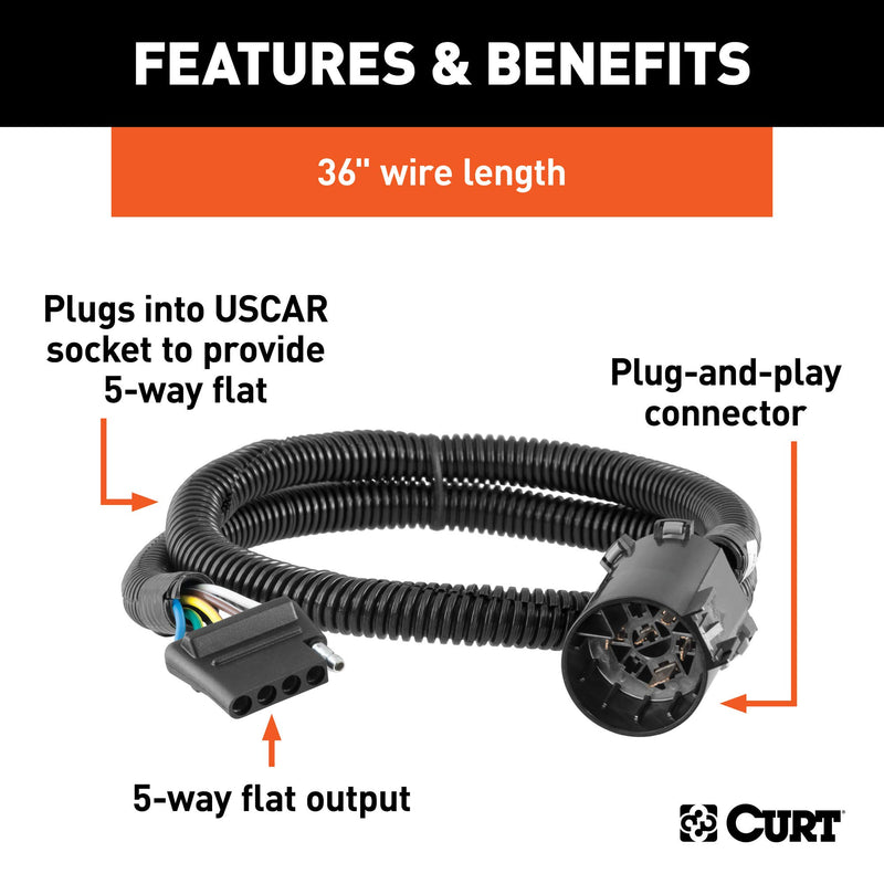 5-Pin Connector CURT 56515 Replacement Vehicle-Side, Factory Tow Package and USCAR Socket Required